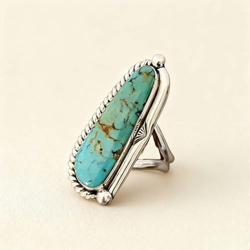 Turquoise Ring Boho Western Jewelry Chunky Thumb Statement Ring Dainty Simple Finger Open Jewelry Gift for Women Boho Dresses Accessories - color: A3:turquoise rings