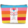 Cute Makeup Bag for Purse Canvas Waterproof Funny Cosmetic Bags for Women Zipper Travel Toiletry Pouch-Alpaca Makeup Bags-Rainbow - color: Alpaca Makeup Bags-Rainbow