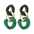 Charm Elegant Hollow Color Chain Acrylic Geometric Temperament Dangle Drop Earrings Bohemian Minimalist Hypoallergenic Jewelry Gift - color: Black Green earrings