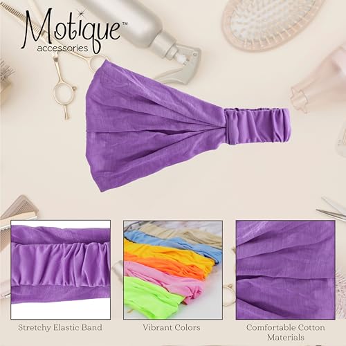 Motique Accessories Wide Cotton Head Band Solid Boho Yoga Style Soft Hairband for Women (Light Purple) - color: Light Purple