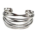 YBMYCM Chunky Gold Cuff Bracelet for Women Gold Line Web Wrist Cuff Bangle Bracelet Fashion Costume Jewelry - color: Silver