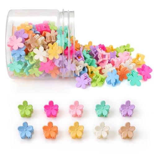 Mini Flower Hair Clips 100Pcs, Small Hair Clips Mini Claw Clips Cute Jaw Clips Hair Pins Hair Barrettes Hair Accessories for Women Girls Kids Teens - color: Multicolor