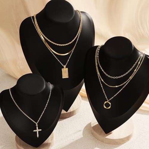 KISS WIFE Golden Jewelry Set for Women with Multi Layered Necklaces, Stackable Bracelets, Knuckle Rings, Hoop Earrings, Fashion Outfit Accessories Jewelry Packs Gifts for Women - style: Style 2