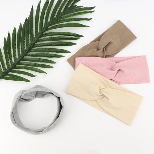 AQOKKA Elastic Knotted Headbands for Women Criss Cross Head Bands for Women's Hair Non Slip Boho Wrap Twisted Hair Accessories - color: 8 Pack Ribbing Cross Headbands C