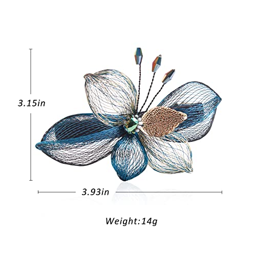 Mistofu Barrettes for Women - 2Pcs Copper Wire Hand-woven High-level design Clips Elegant Accessories, Hair Barrettes for Thick Hair - Gifts for Women Girls（blue） - color: blue
