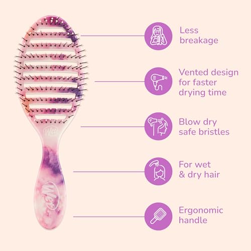 Wet Brush Speed Dry Hair Brush - Watermark (Color Wash) - Vented Design and Ultra Soft HeatFlex Bristles Are Blow Dry Safe With Ergonomic Handle Manages Tangle and Uncontrollable Hair - Pain-Free - color: Color Wash Watermark, size: 1 Count (Pack of 1)