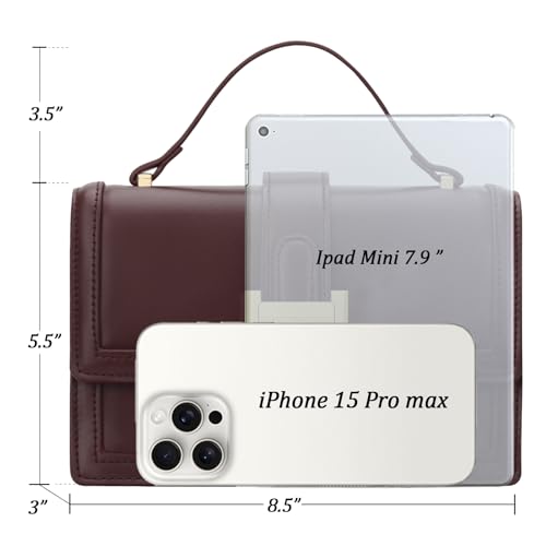 KKXIU Crossbody Bags for Women - Top Handle Purses for Lady, Leather Handbags Shoulder Clutch with Adjustable Shoulder Strap - color: Wine