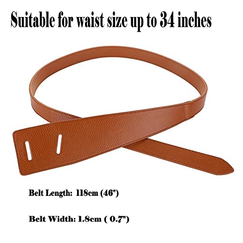 ALAIX Women's Leather Belt Dress Belt for Jeans Jumpsuit Coat Fashion Tie a Knot Genuine Leather Waist Belt - color: Brown, size: Waist Size up to 39 inches