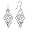LeCalla Sterling Silver Dangle Earrings for Women | 925 Sterling Silver Long Interlocked Handmade Textured Drop Earring for Women - color: Silver Chandelier