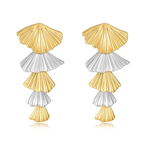 Gold/Silver Shell Dangle Earrings for Women Seashell Drop Dangle Earrings Ocean Beach Earrings Summer Jewelry - color: A