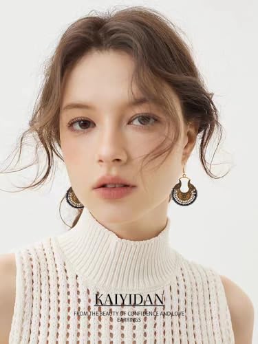 Silver/Gold Boho Dangle Statement Earrings for Women Trendy,Handmade Vintage Dainty Cute Long Drop Summer Earrings,fashion Accessories Jewelry Gifts - color: A14 Round Hoop Bronze