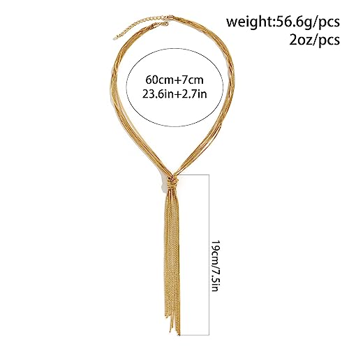PLOUTOS Chunky Gold Knot Choker Necklace for Women Adjustable Double Snake Chain Design Bold Statement Fashion Jewelry Accessory For Party Daily Wear Gift - color: Gold B