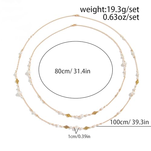 Long Necklaces for Women Pearl Necklaces for Women Long Chain Necklace Dainty Layered Pearl Necklace Statement Sweater Strand Chain Jewelry - color: Silver