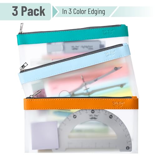 Mr. Pen- Clear Pencil Pouch, 8.50"x4.25", 3 Pack, Durable TPU Material | Medium Water-Resistant Pencil Bags with Smooth Zipper, Multipurpose Clear Pouch for Stationery, School, Office - color: Lime Vibe, size: 3 Pack, Medium