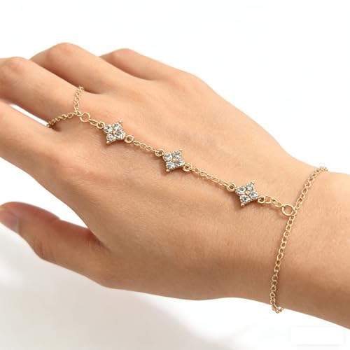 5PCS Hand Chain Bracelets for Women Ring Bracelet Adjustable Gold Bracelets Summer Jewelry Accessories for Women