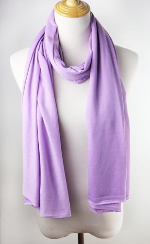 vabovin Head Wraps for Black Women Stretch Jersey Knit Turban Headwrap Solid Color Headscarf Headband Shawl - color: 16- Light Purple
