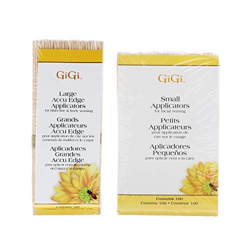 GiGi Wax Sticks for Hair Removal - Small & Large Accu Edge Wax Applicator Sticks, Wooden Waxing Stick for Eyebrows and Body, 100 ct, Pack of 2 - color: Accu Edge, size: 1 Count (Pack of 200)