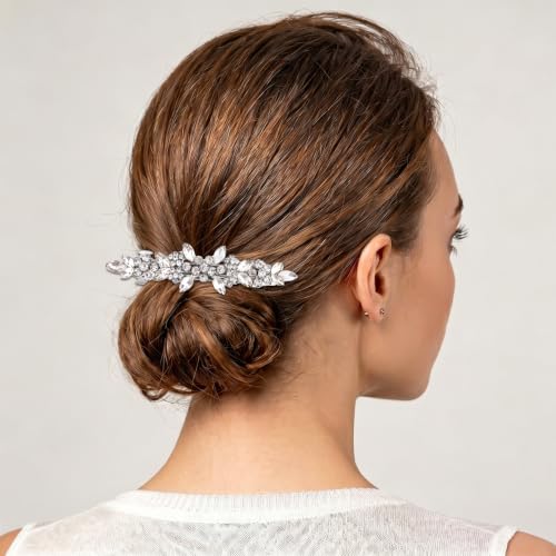 Joez Wonderful Rhinestone Hair Barrettes Pins for Women, Silver | Sparkly flower hair barrette accessories, non-slip, alloy made, for weddings, birthdays, parties, engagements, balls, brides - color: Rhinestone Butterfly Silver D
