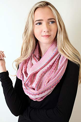 Anika Dali (15 Colors) Shimmer Sparkle Infinity Scarf, Women's Festival Bliss Lightweight Fashion Shawl - color: Blush Pink