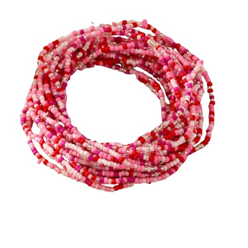 xuzhiyuan 18Pcs Boho Beaded Bracelets Set for Women Bead Stackable Stretch Bracelets, Colorful Handmade Jewelry for Beach, Party - color: Hot pink