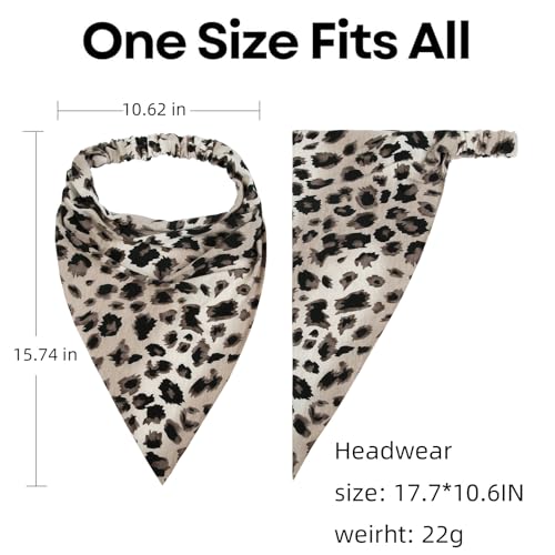 WOVOWOVO 8 Pcs Hair Scarf Headband for Women Girls Non Slip Elastic Boho Triangle Head Scarf Bandana - color: Leopard Print