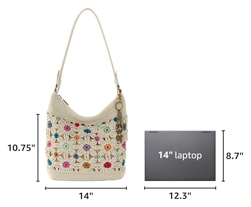 The Sak Sequoia Hobo Bag - Hand Crochet Large Women's Purse for Everyday & Travel - Durable Handbag & Tote With Zipper Pocket - color: Natural Multi Flower