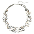 Noessla Layered Beaded Chunky Necklace for Women Boho Two-color Shell Statement Necklace Fashion Collar Costume Jewelry Gifts for Mum - color: White