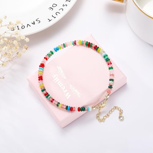 Natural Stone Beaded Anklets Bracelets for Women Handmade Beaded Anklet Bracelet Waterproof Boho Beads Ankle Bracelet Adjustable Summer Jewelry - color: mix color 0A