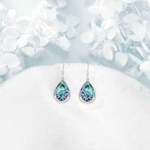 TIGER RIDER Abalone Shell 925 Sterling Silver Dangle Earrings Lightweight Filigree Dangle Drop Earrings for Women - style: Lotus