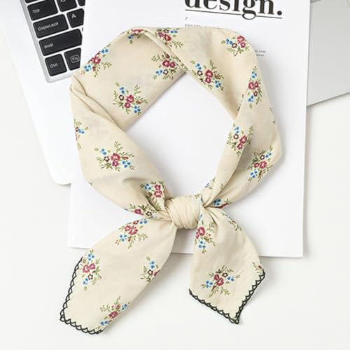 Cotton Bandana,Large Bandanas for Women,Head Coverings for Women,Head Scarf Handkerchief, Square Headband 27" x 27" - color: 27-17-retro-beige