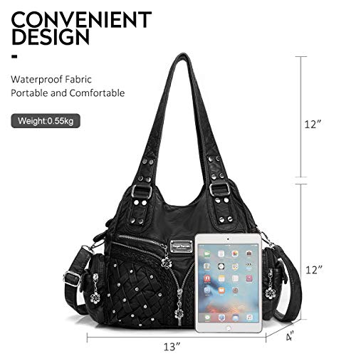 Angel Barcelo Purses for Women Large Shoulder Bag Soft Hobo Bags for Women - color: Stylish Black
