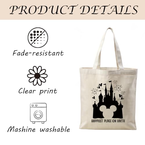 Canvas Tote Bag Aesthetic for Women,Reusable Canvas Cute Shoulder Bag for Grocery, Shopping, Beach & Daily Use - color: Castle