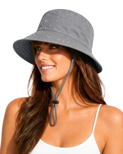 Water-Resistant Sun UPF 50+ Bucket Hat Protection Packable Brimmed Boonie for Women Men Summer Lightweight Hiking Outdoor Cap - color: Grey