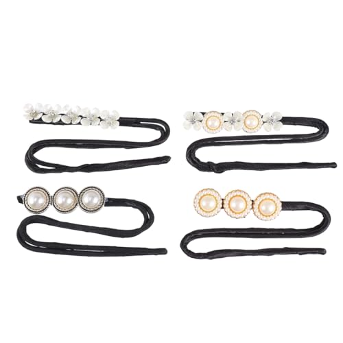 Beaupretty 4Pcs Hair Bun Shaper Twisted Hair Band with Anti-Slip Pearls Pins Bun Maker for French Twist Updo Styling Daily Wear Office Wedding