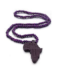 COLORFUL BLING Hip-hop Africa Map Pendant Necklace for Men African Continent Egyptian Multicolor 8MM Wooden Bead Chain Necklace Natural Wood Jewelry - style: style 4