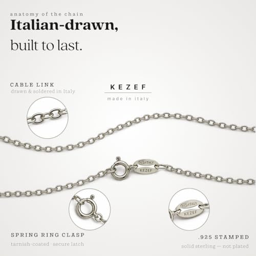 KEZEF 18K Gold Plated 925 Sterling Silver Box Chain Necklace for Women, 1mm Thin & Sturdy Italian Chain Necklace, Rose Gold & Silver Available, 15/16/18/20/22/24/30 Inch - color: Sterling Silver, size: 24 Inch