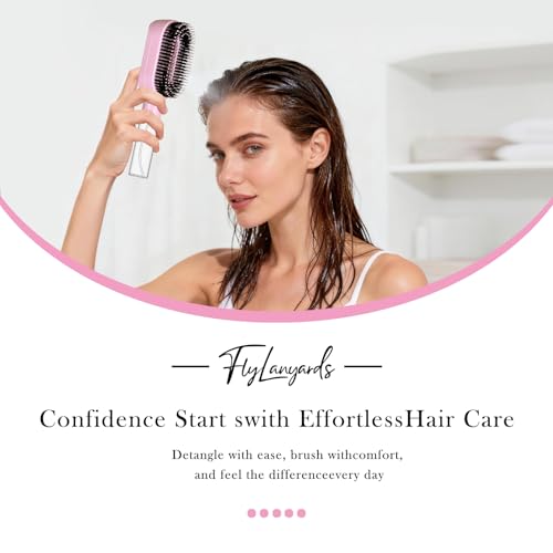 2-in-1 Manual Non-Electric Detangler Hair Brush with Built-In Mister Spray, Wet & Dry Detangling Brush for Curly, Wavy & Straight Hair, No-Tangle Anti-Frizz Brush，Reservoir 50ml.(Pink) - color: Pink
