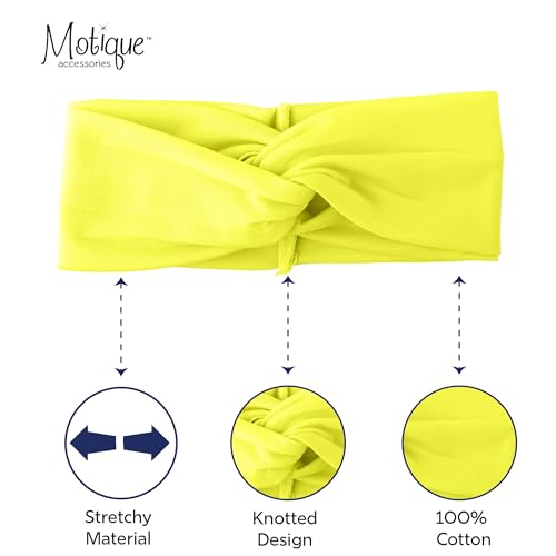 Motique Accessories Solid Twist Turband Headwrap Hair Band for Women (Neon Yellow) - color: Neon Yellow