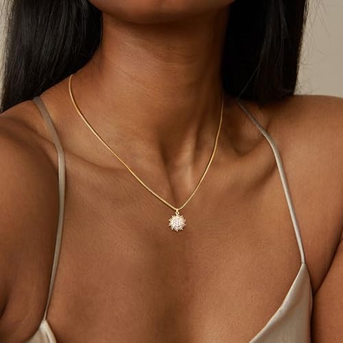 ORAZIO Gold Necklaces for Women,Layered Gold Necklace,14K Gold Plated Pendant Necklaces,Simple Choker Necklaces Set, Dainty Gold Chain Necklaces,Trendy Gold Stacked Jewelry Gifts for Women - color: 3Pcs/Wave & Box & CZ