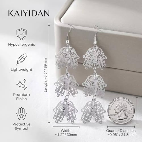 Silver Dangle Earrings For Women Trendy,Boho Cute Drop Western Earings,Vintage Gothic Ethnic Statement Beach Vacation Long Earrings with Leaf Teardrop Turquoise Crystal Tassels,Fashion Jewelry Birthday Gift. - color: A14) Evil eye hand dangle