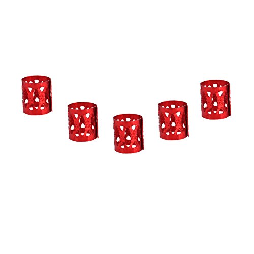 100PCS Braiding Beads Metal Cuffs,New Colorful Dreadlocks Beads Hair Braid Rings Clips Dread Locks, Rings Cuff Hair Decoration Braiding Filigree Tube Hair Jewelry (red) - color: red