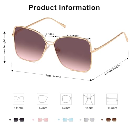 SOJOS Trendy Square Oversized Sunglasses Womens Mens UV400 Big Large Designer Shades SJ1082 - color: Rose Gold/Rose