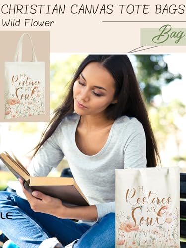 Christian Floral Tote Bags Bulk for Women Bible Verse Canvas Totes Religious Church Bags for Inspirational Gifts - color: Christian Wildflowers