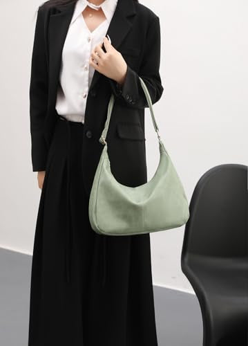 Hobo Bags for Women Foldable Vegan Leather Shoulder Handbag Slouchy Tote Crossbody Purses - color: Green