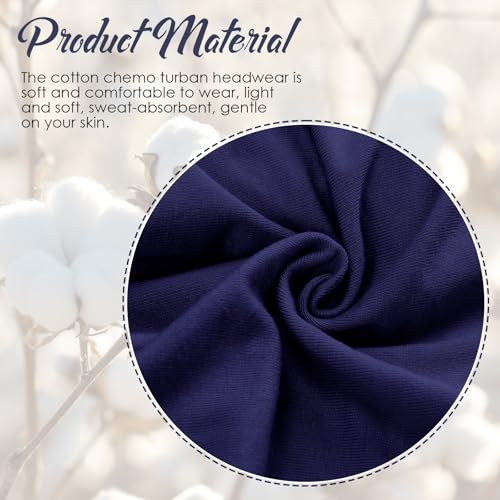 Geyoga Cotton Chemo Headwear Turban for Women Soft Elastic Cancer Hat Cancer Sleep Caps Head Wraps for Women with Hair Loss - color: Blue