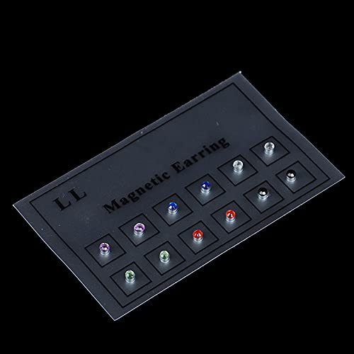 Stainless Steel Crystal Fake Ear Stud Earrings Nose Lip Ring Clip on Cubic Zirconia Tragus for Women Men Multicolor Non Piercing Jewelry Set - style: 12pcs 3mm A