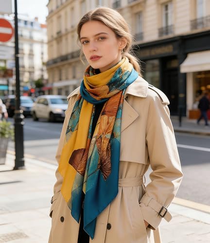 Silk Scarf Mulberry Silk Fashion Scarves Long Lightweight Shawl Wrap … - color: W44
