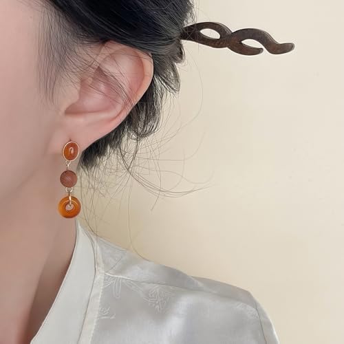 Boho Earrings for Women Natural Stone Beaded Handmade Vintage Dangle Earrings Bohemian Lightweight Hypoallergenic Jewelry for Dailywear Festival Occasions - color: Colored glass