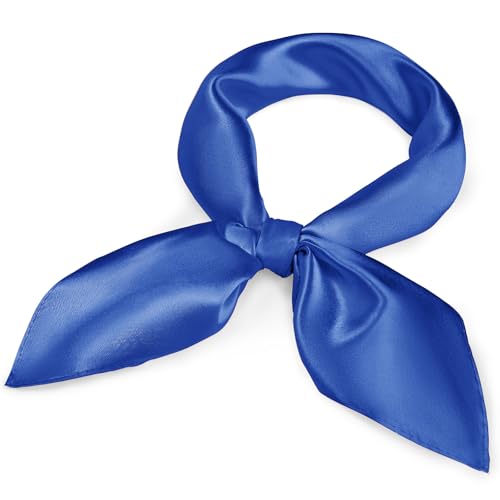 American Trends Women Silk Feeling Scarf Satin Head Scarves Square Wrap Neck Scarf Lightweight Silk Like Bandana - color: 08 Blue