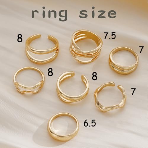 FAXHION 25 PCS Gold Stackable Rings Set for Women, Simple Twist Knuckle Finger Ring Trendy, Dainty Stacking Statement Thumb Rings Pack Jewelry Gift - color: Gold-Irregular